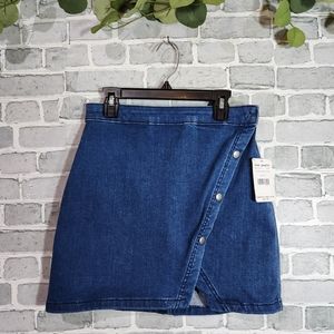 Free People NWT Size 2 Denim Mini Wrap Notched Jean Skirt
